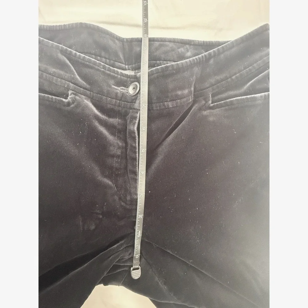 Eileen Fisher PP Black Velvet Straight Leg Pants‎ Petite Mid Rise